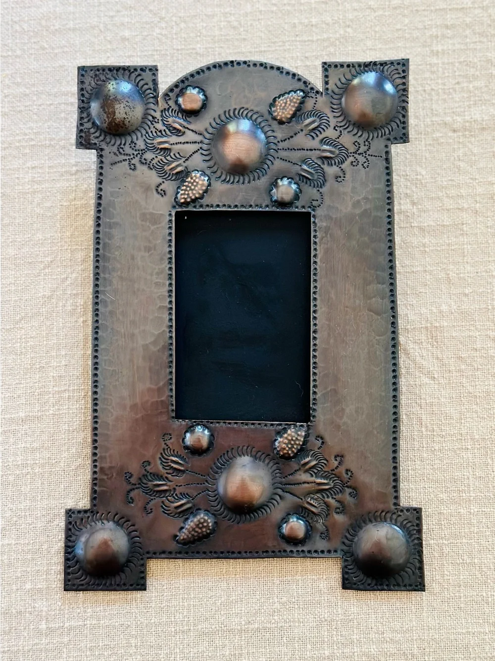 Antique rustic style hammered copper picture frame